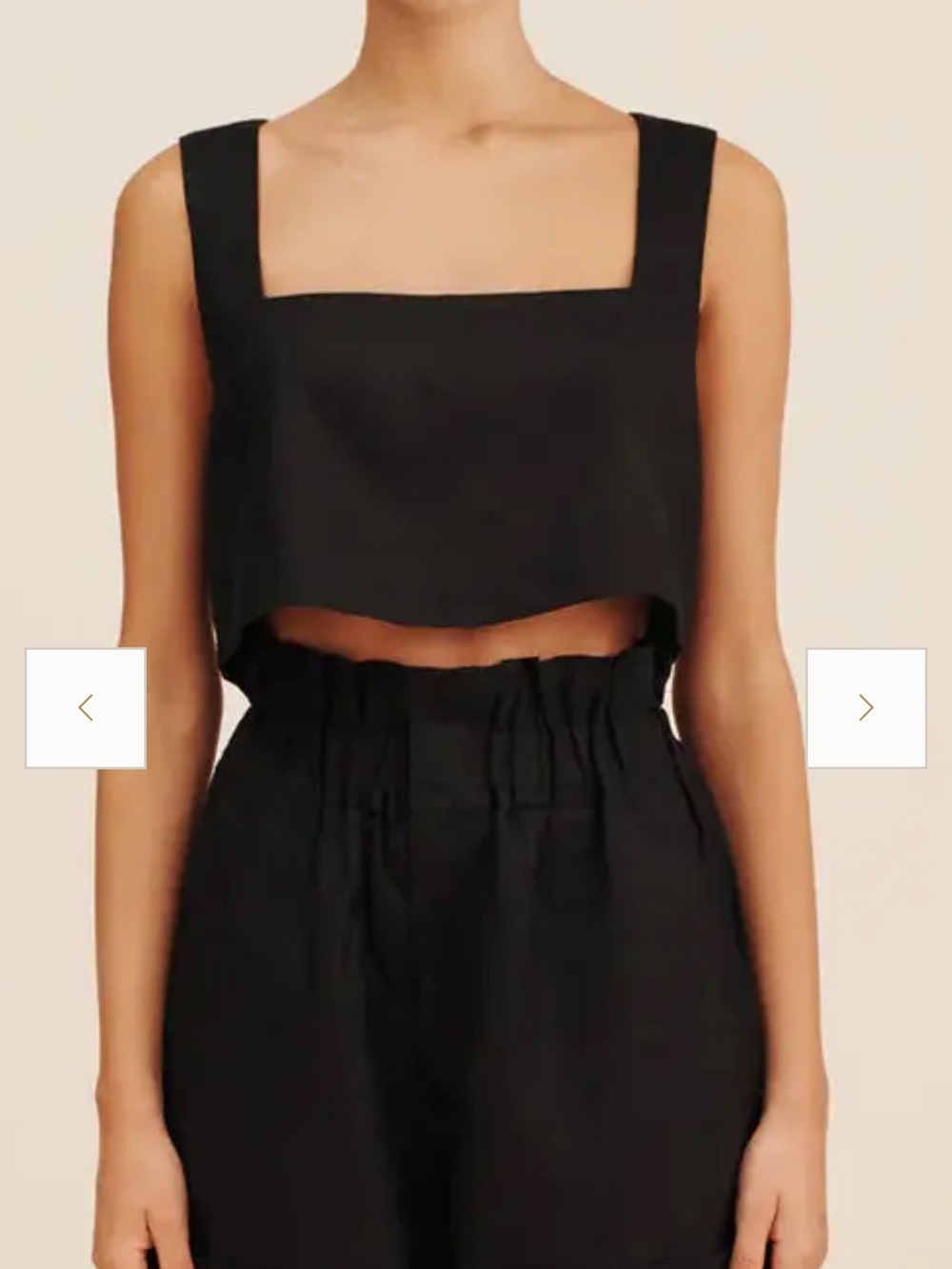 POSSE Alice Black Linen Crop Top XS